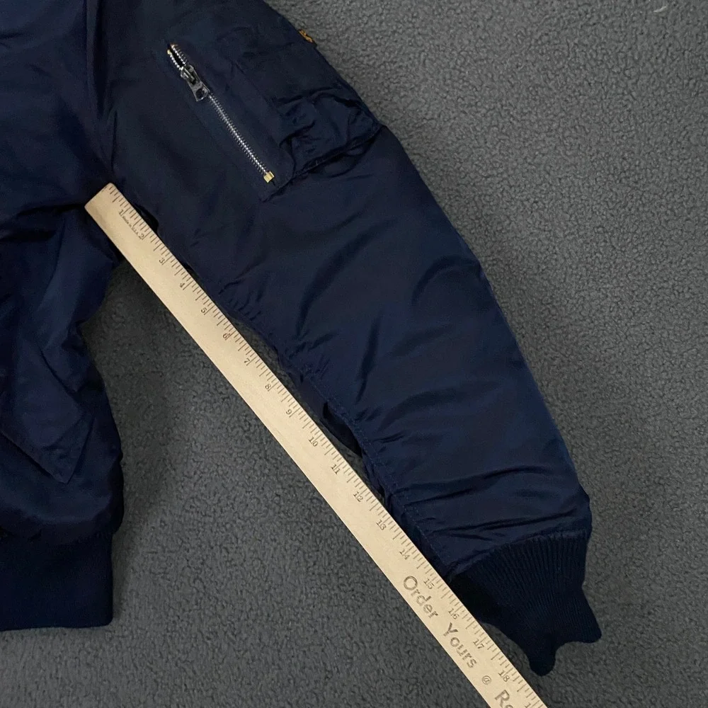 Alpha Industries MA-1 Intermediate Flyers Jacket sz Small Navy Reversible Bomber